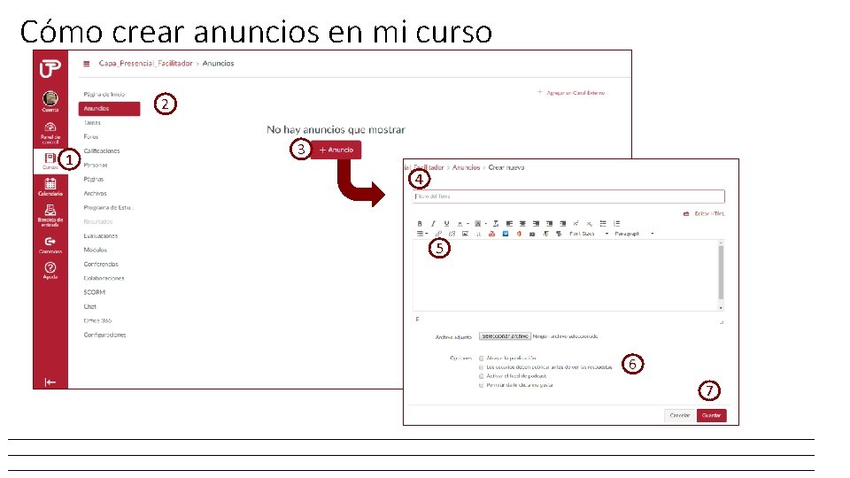 Cómo crear anuncios en mi curso 2 1 3 4 5 6 7 