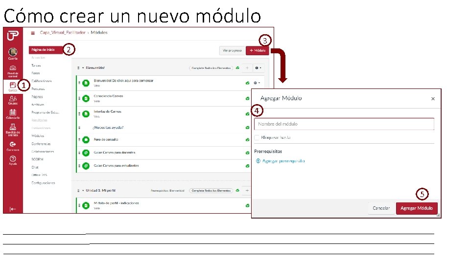 Cómo crear un nuevo módulo 3 2 1 4 5 