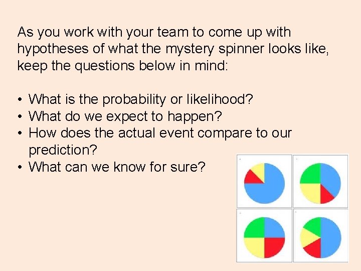 As you work with your team to come up with hypotheses of what the As you work with your team to come up with hypotheses of what the