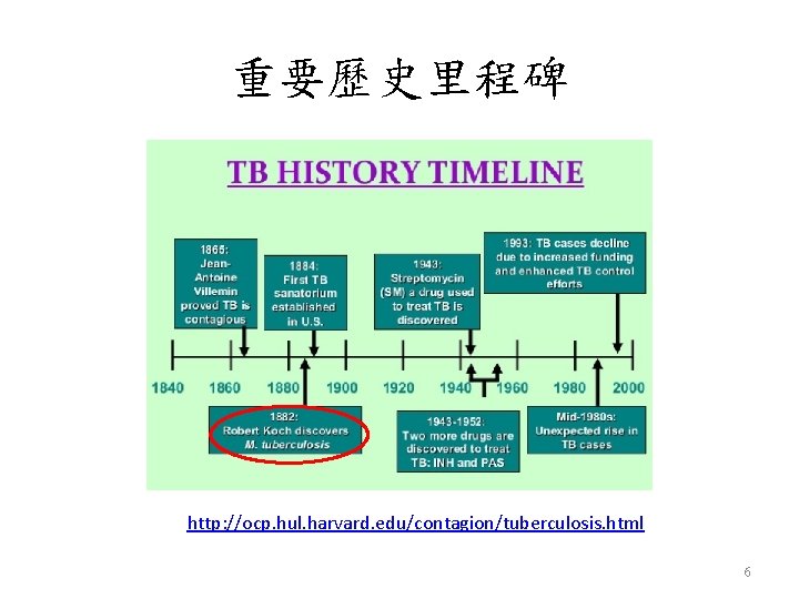 重要歷史里程碑 http: //ocp. hul. harvard. edu/contagion/tuberculosis. html 6 