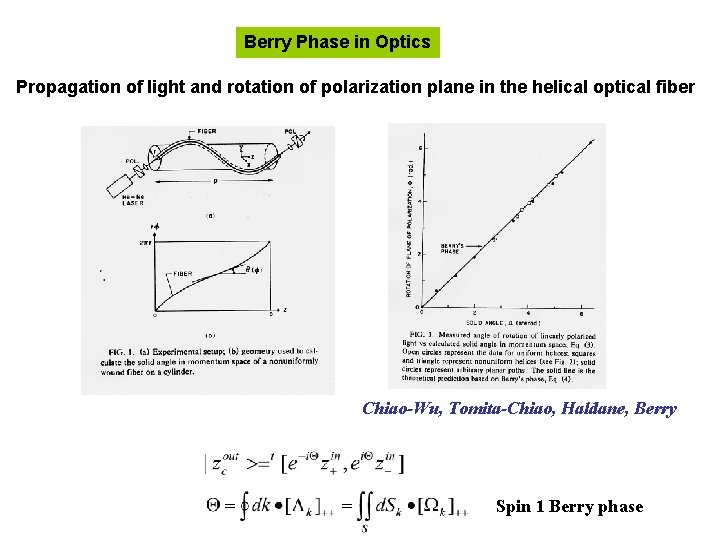 Berry Phase in Optics Propagation of light and rotation of polarization plane in the