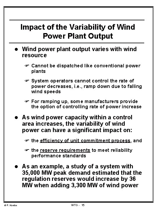 Impact of the Variability of Wind Power Plant Output l Wind power plant output