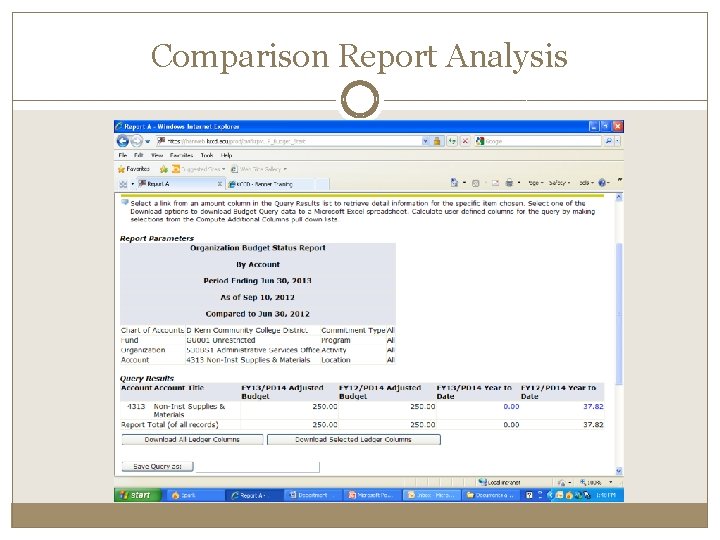 Comparison Report Analysis 