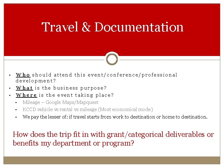 Travel & Documentation • • • Who should attend this event/conference/professional development? What is