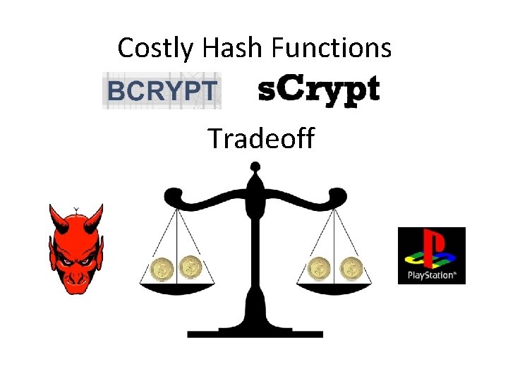 Costly Hash Functions Tradeoff 