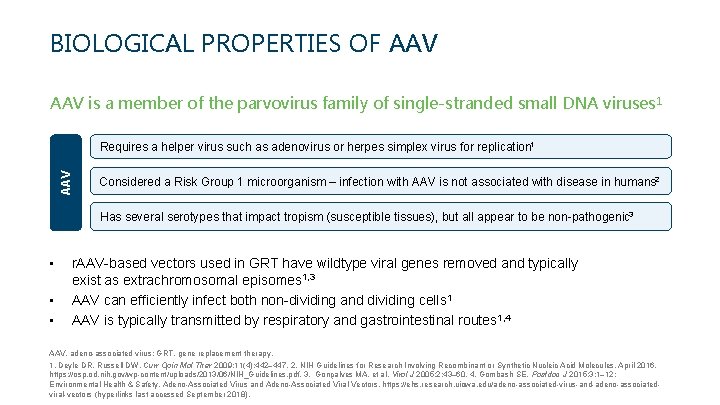 BIOLOGICAL PROPERTIES OF AAV 1 AAV is a member of the parvovirus family of