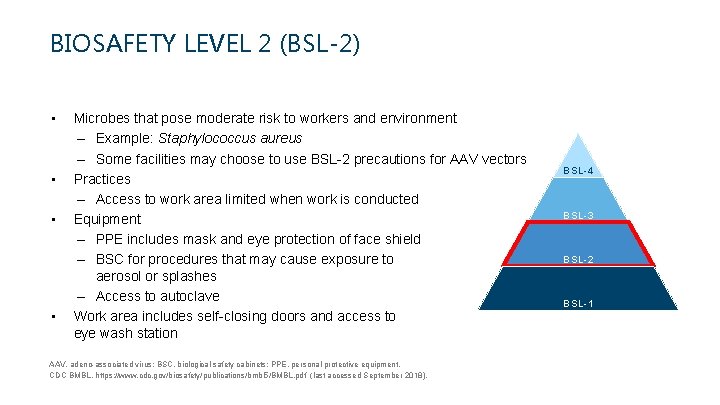 BIOSAFETY LEVEL 2 (BSL-2) • • Microbes that pose moderate risk to workers and