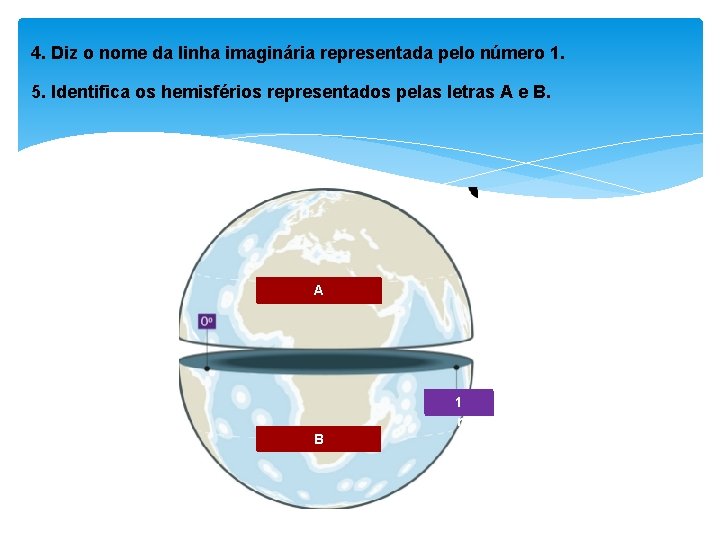 4. Diz o nome da linha imaginária representada pelo número 1. 5. Identifica os