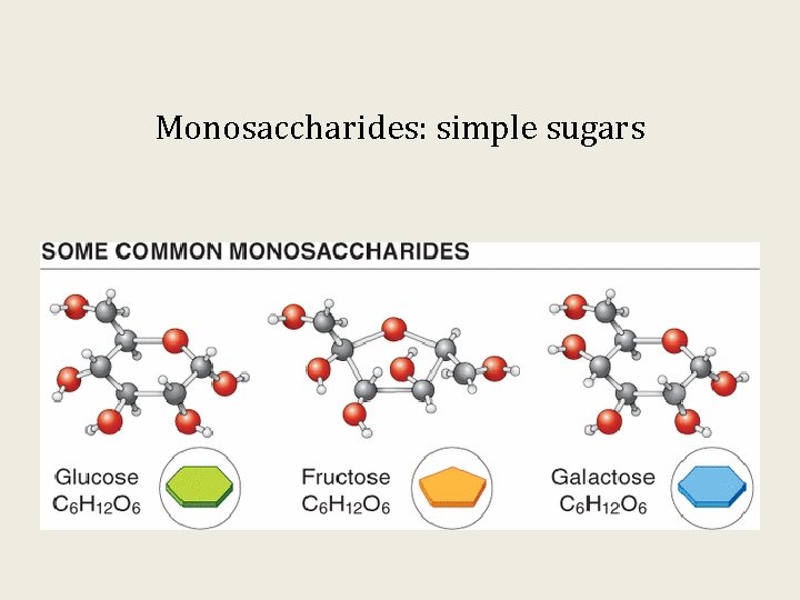 Monosaccharides: simple sugars 