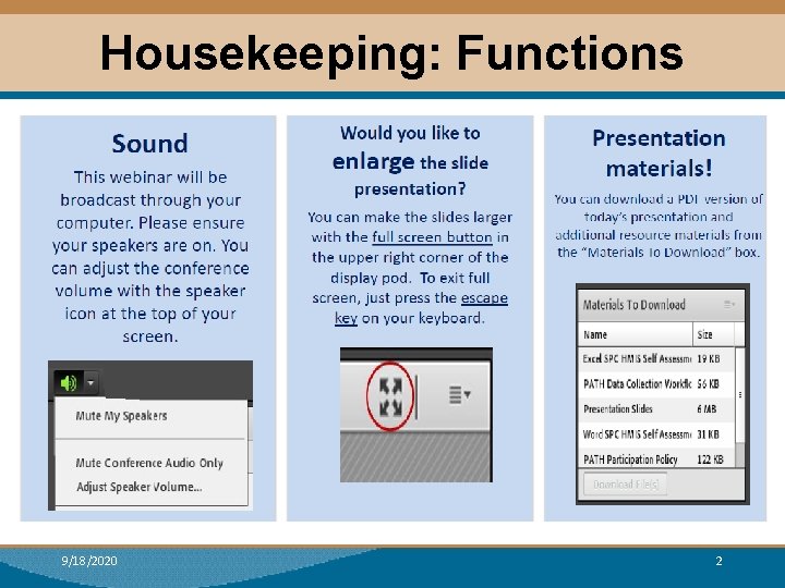 Housekeeping: Functions 9/18/2020 2 