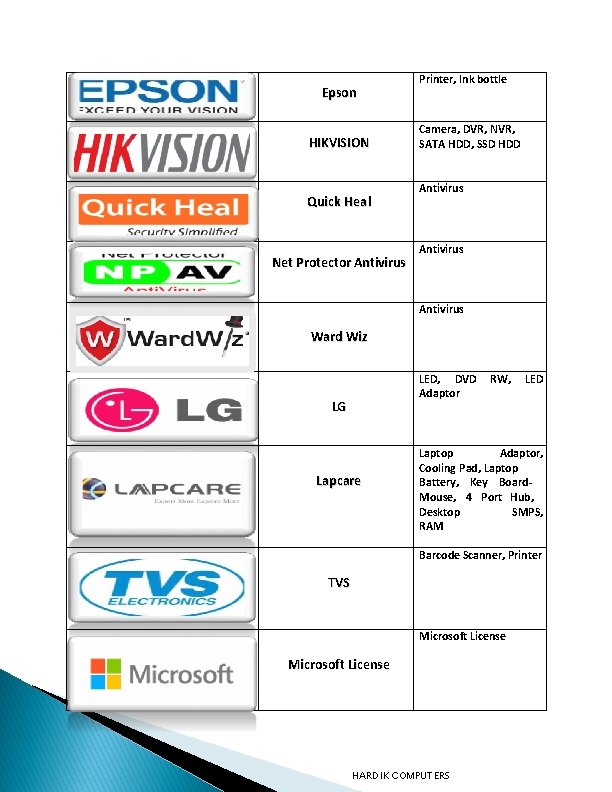 Epson HIKVISION Quick Heal Net Protector Antivirus Printer, Ink bottle Camera, DVR, NVR, SATA