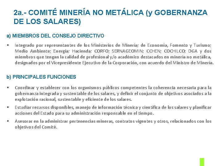 2 a. - COMITÉ MINERÍA NO METÁLICA (y GOBERNANZA DE LOS SALARES) a) MIEMBROS