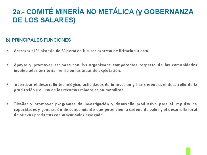 2 a. - COMITÉ MINERÍA NO METÁLICA (y GOBERNANZA DE LOS SALARES) b) PRINCIPALES