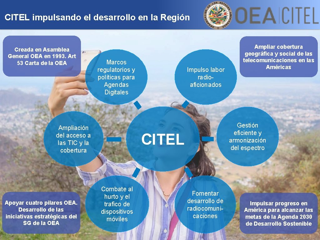 CITEL impulsando el desarrollo en la Región Creada en Asamblea General OEA en 1993.