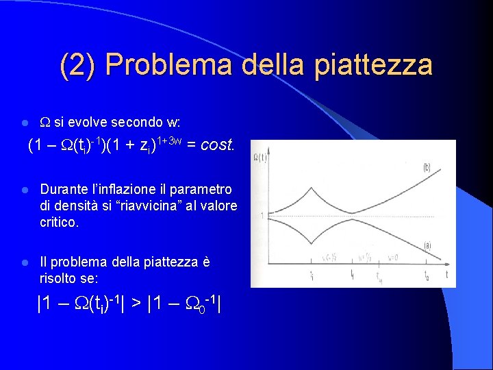 (2) Problema della piattezza l W si evolve secondo w: (1 – W(ti)-1)(1 +