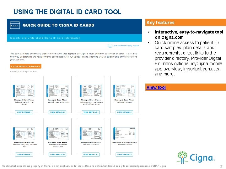 USING THE DIGITAL ID CARD TOOL Key features • • Interactive, easy-to-navigate tool on