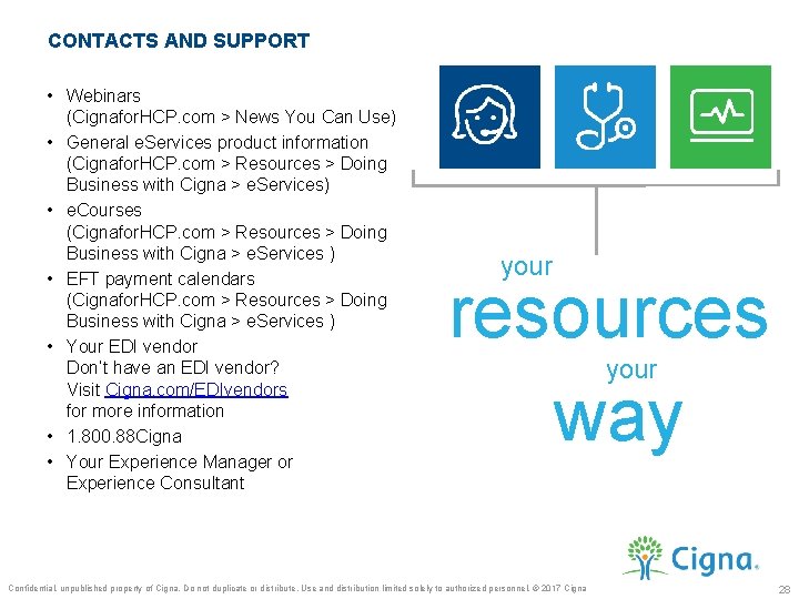 CONTACTS AND SUPPORT • Webinars (Cignafor. HCP. com > News You Can Use) •