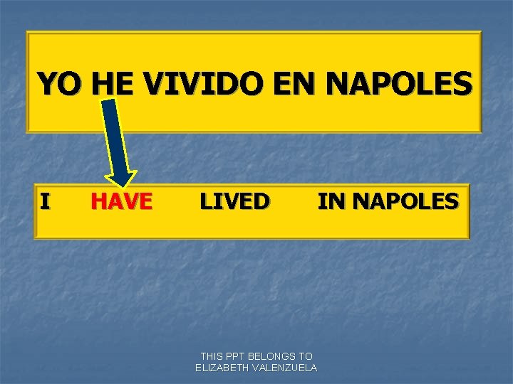YO HE VIVIDO EN NAPOLES I HAVE LIVED IN NAPOLES THIS PPT BELONGS TO