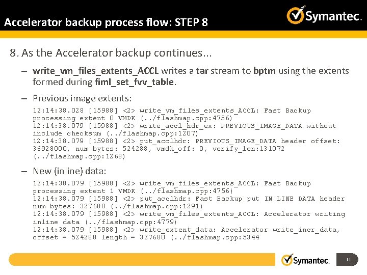 Accelerator backup process flow: STEP 8 8. As the Accelerator backup continues. . .