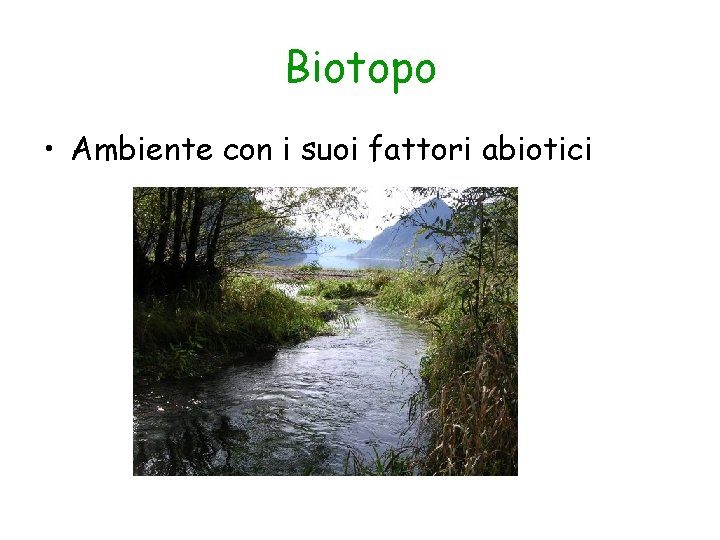 Biotopo • Ambiente con i suoi fattori abiotici 