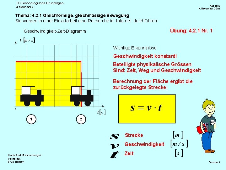 TG Technologische Grundlagen 4 Mechanik Ausgabe 3. November 2010 Thema: 4. 2. 1 Gleichförmige,