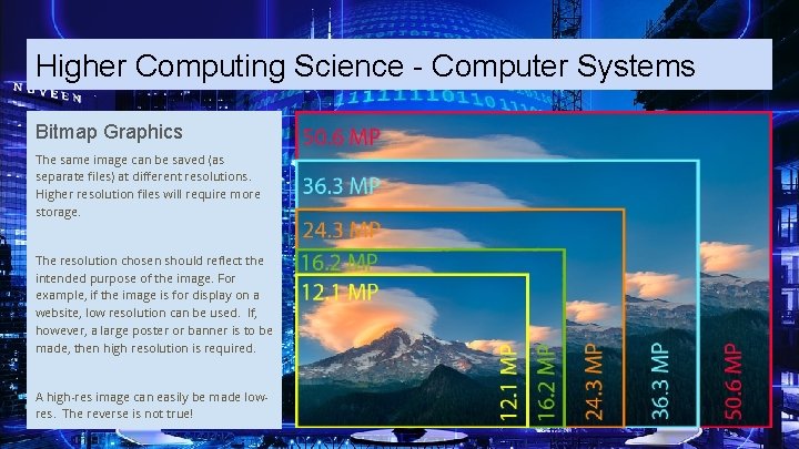 Higher Computing Science - Computer Systems Bitmap Graphics The same image can be saved