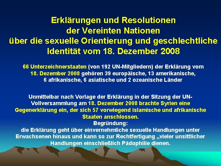 Erklärungen und Resolutionen der Vereinten Nationen über die sexuelle Orientierung und geschlechtliche Identität vom