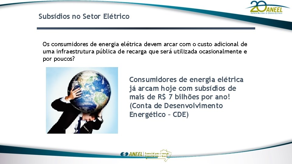 Subsídios no Setor Elétrico Os consumidores de energia elétrica devem arcar com o custo