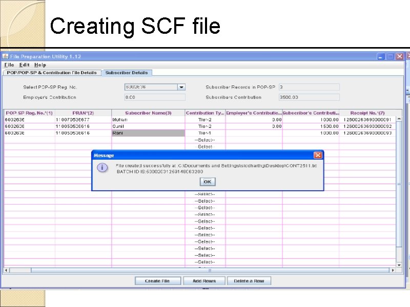 Creating SCF file 