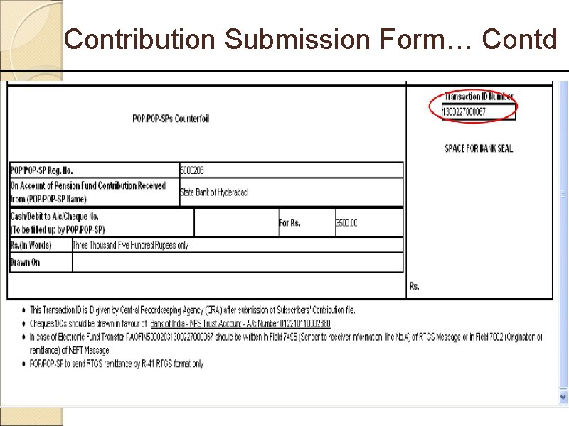Contribution Submission Form… Contd 