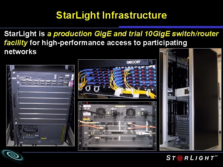 Star. Light Infrastructure Star. Light is a production Gig. E and trial 10 Gig.
