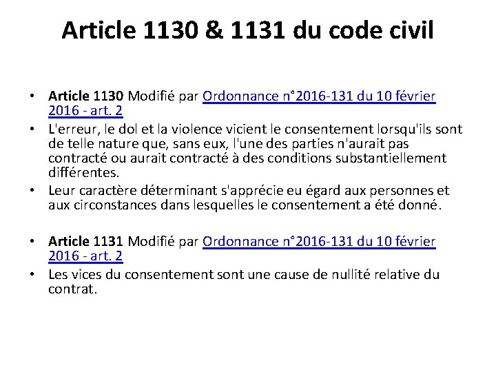 Article 1130 & 1131 du code civil • Article 1130 Modifié par Ordonnance n°