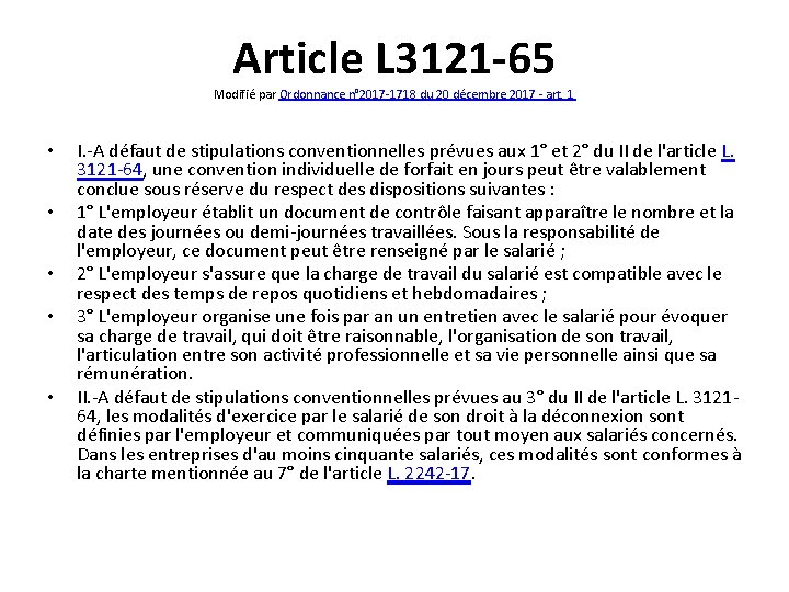 Article L 3121 -65 Modifié par Ordonnance n° 2017 -1718 du 20 décembre 2017