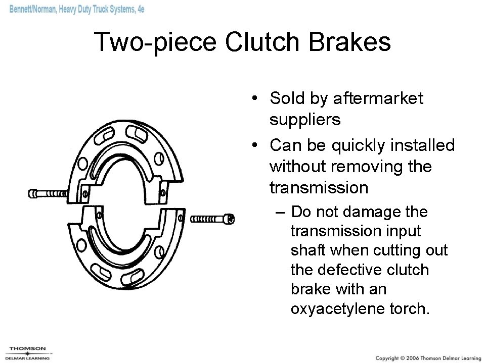 Two-piece Clutch Brakes • Sold by aftermarket suppliers • Can be quickly installed without