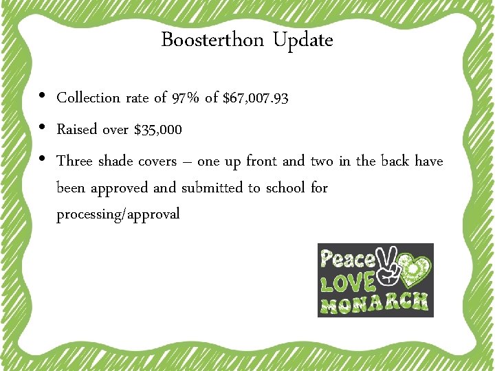 Boosterthon Update • Collection rate of 97% of $67, 007. 93 • Raised over