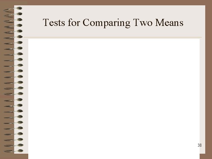 Tests for Comparing Two Means 38 
