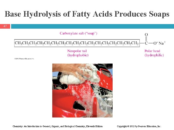 Base Hydrolysis of Fatty Acids Produces Soaps 47 Chemistry: An Introduction to General, Organic,