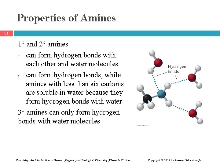 Properties of Amines 61 1 and 2 amines can form hydrogen bonds with each
