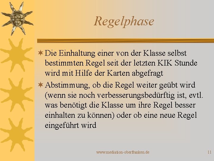 Regelphase ¬ Die Einhaltung einer von der Klasse selbst bestimmten Regel seit der letzten