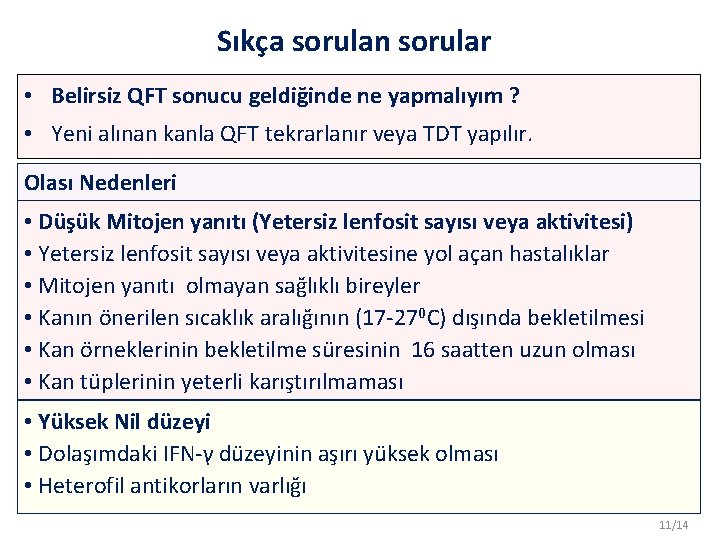 Sıkça sorulan sorular • Belirsiz QFT sonucu geldiğinde ne yapmalıyım ? • Yeni alınan