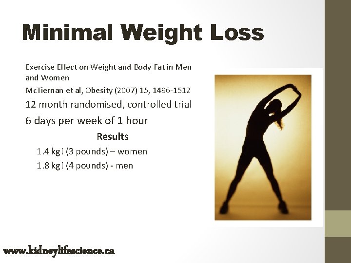 Minimal Weight Loss Exercise Effect on Weight and Body Fat in Men and Women