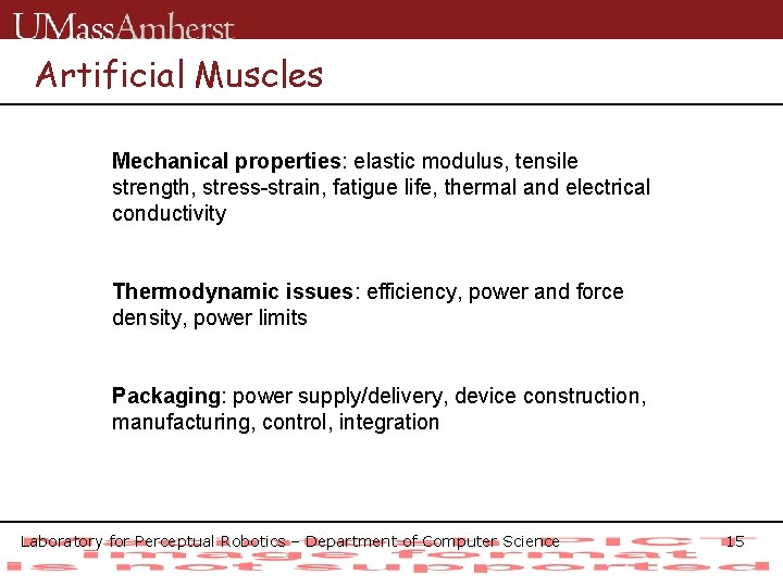 Artificial Muscles Mechanical properties: elastic modulus, tensile strength, stress-strain, fatigue life, thermal and electrical