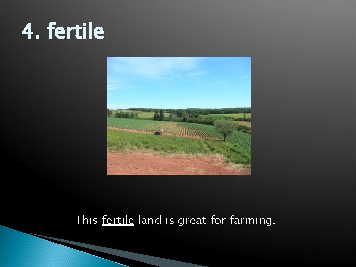 4. fertile This fertile land is great for farming. 