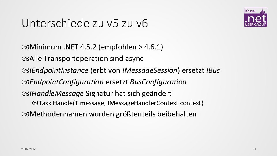 Unterschiede zu v 5 zu v 6 Minimum. NET 4. 5. 2 (empfohlen >