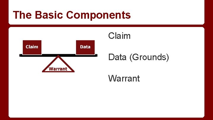 The Basic Components Claim Data (Grounds) Warrant 
