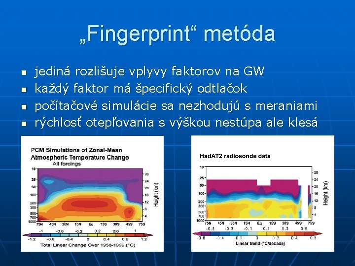 „Fingerprint“ metóda n n jediná rozlišuje vplyvy faktorov na GW každý faktor má špecifický