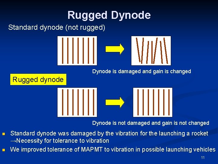 Rugged Dynode Standard dynode (not rugged) Dynode is damaged and gain is changed Rugged
