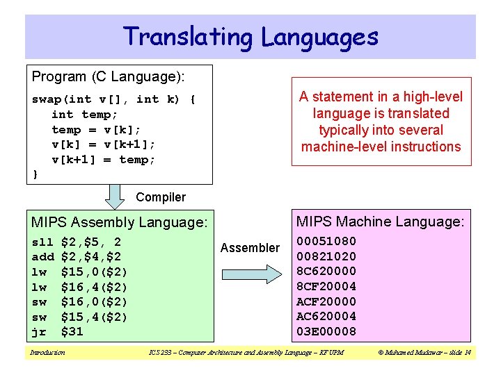 Translating Languages Program (C Language): A statement in a high-level language is translated typically