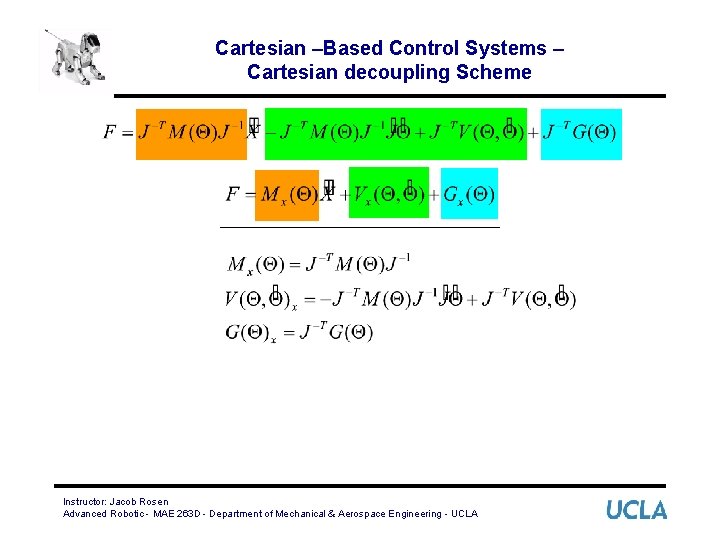 Cartesian –Based Control Systems – Cartesian decoupling Scheme Instructor: Jacob Rosen Advanced Robotic -