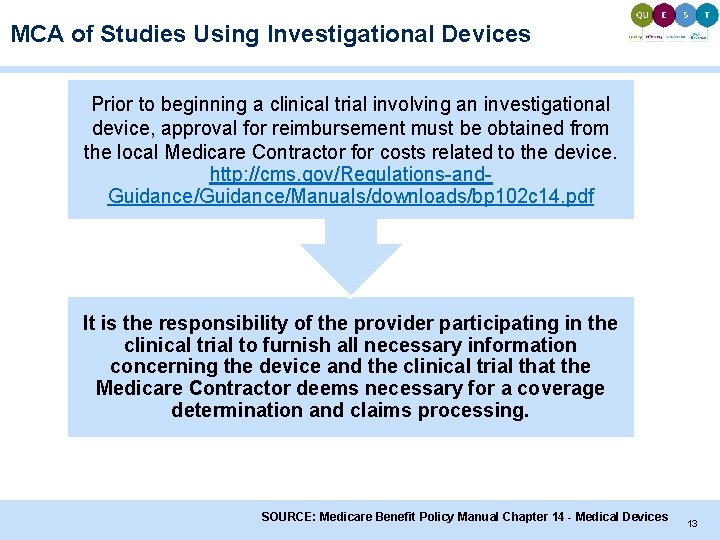 MCA of Studies Using Investigational Devices Prior to beginning a clinical trial involving an